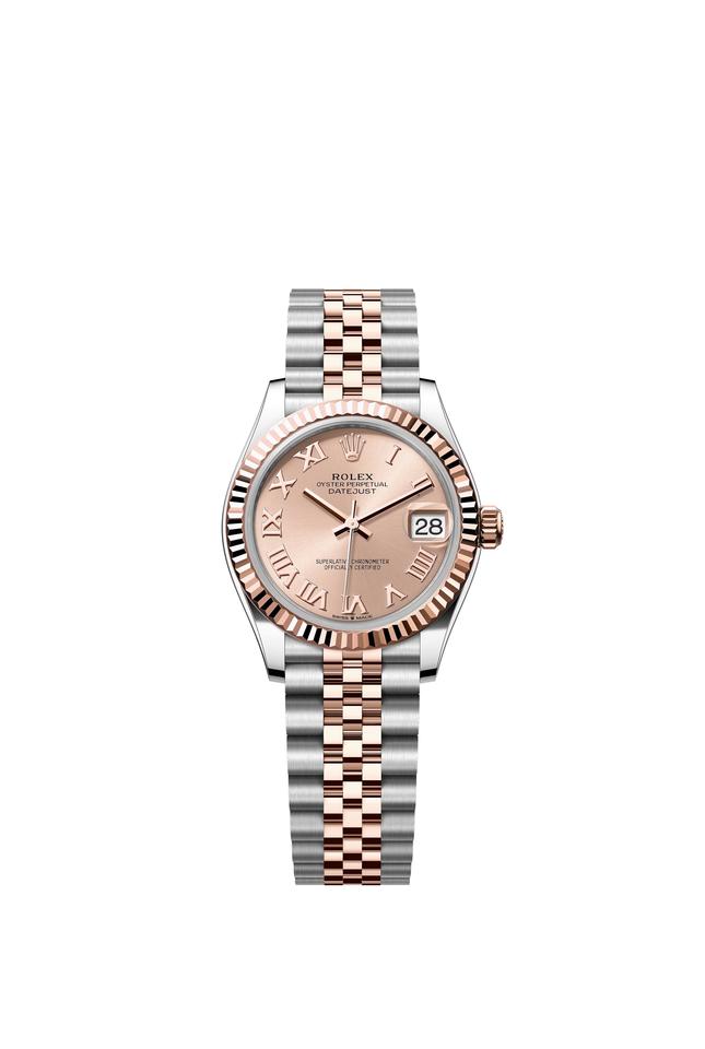 Rolex Datejust 31 Rose Pink Roman Dial Two Tone Rose Gold Fluted Bezel Jubilee