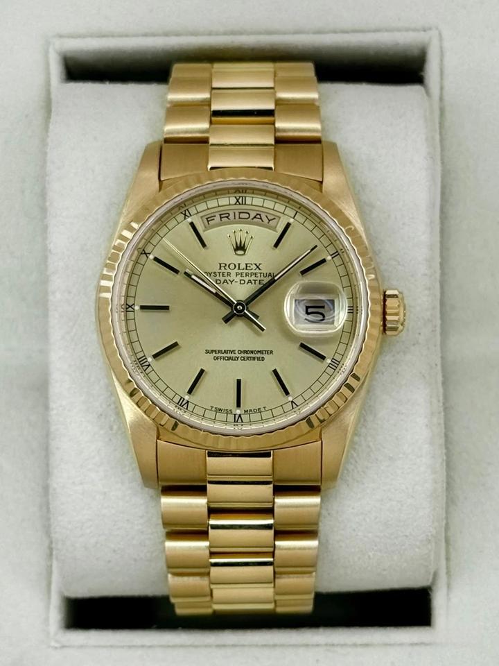 Rolex Day-Date 36 1990 Day-Date 36mm 18238 Presidential 18kt Yellow Gold Champagne Dial (CPO)