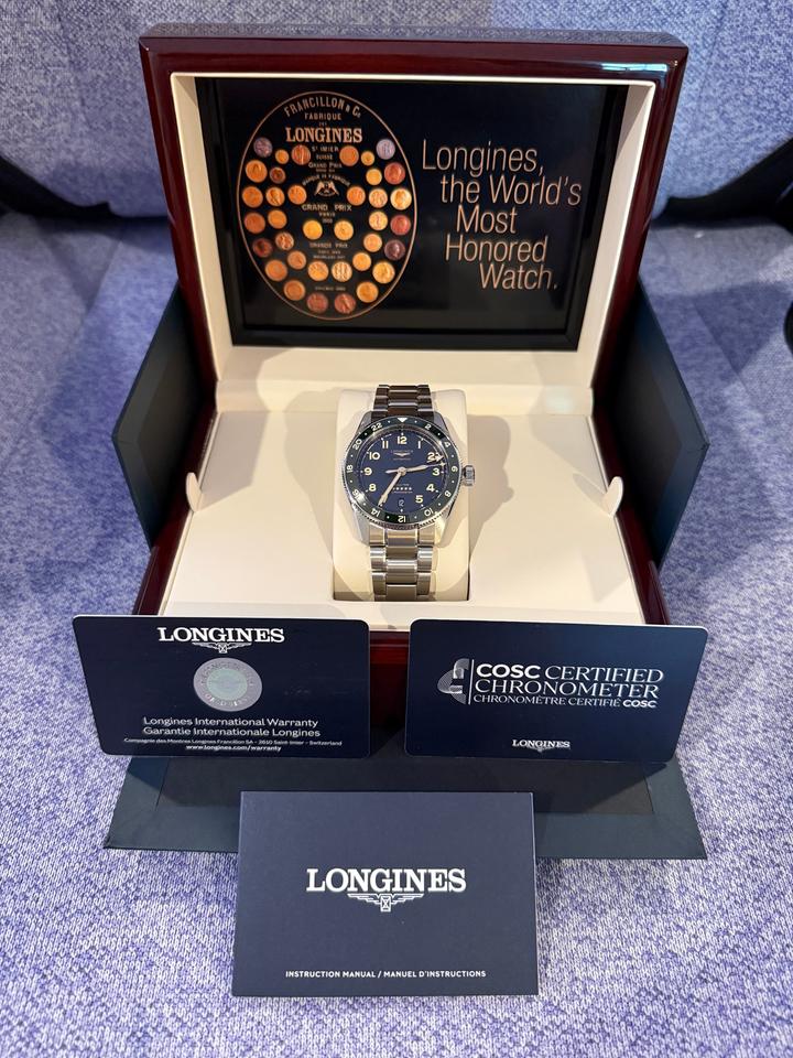 Longines Spirit Zulu Time Automatic 39 Mm Full set w/box and papers