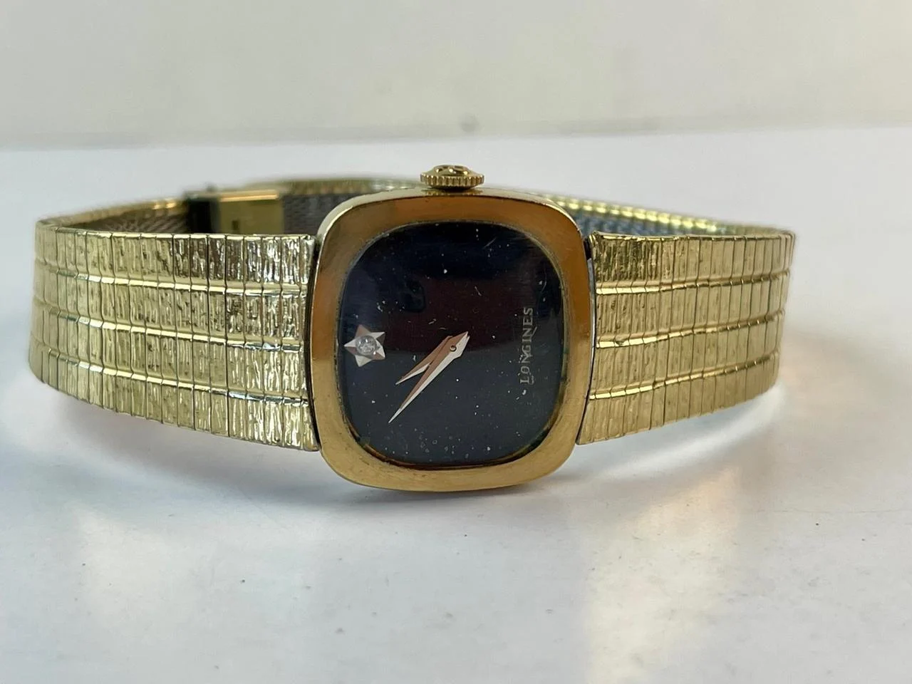 Longines Dress Black Dial Genuine Diamond 10KRGP Stainless Steel Case Back Vintage Swiss Made