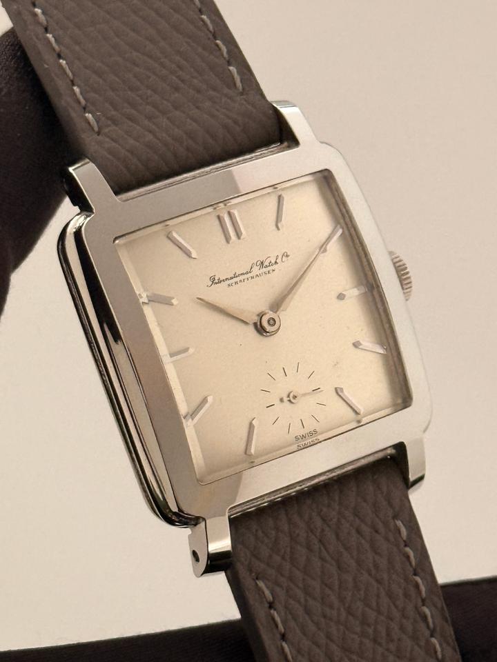 IWC Schaffhausen C.70 Cushion Carré Small Seconds Stainless Steel 31.5mm Manual Vintage 1950 Locations: Gibraltar UK EU and Switzerland