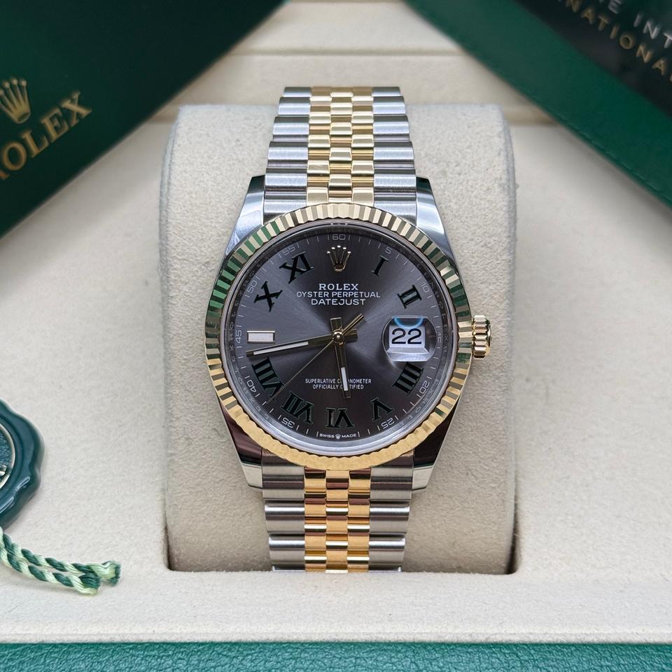 Rolex Datejust 36 NEW 2026 Wimbledon Dial Two Tone Yellow Gold Fluted Bezel Jubilee Bracelet