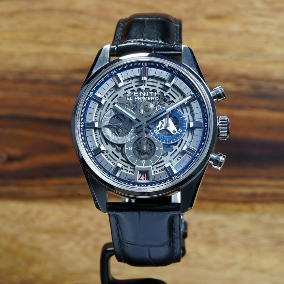 Zenith El Primero Chronomaster 03.2081.400 Skeleton Dial 42mm Black Leather Strap
