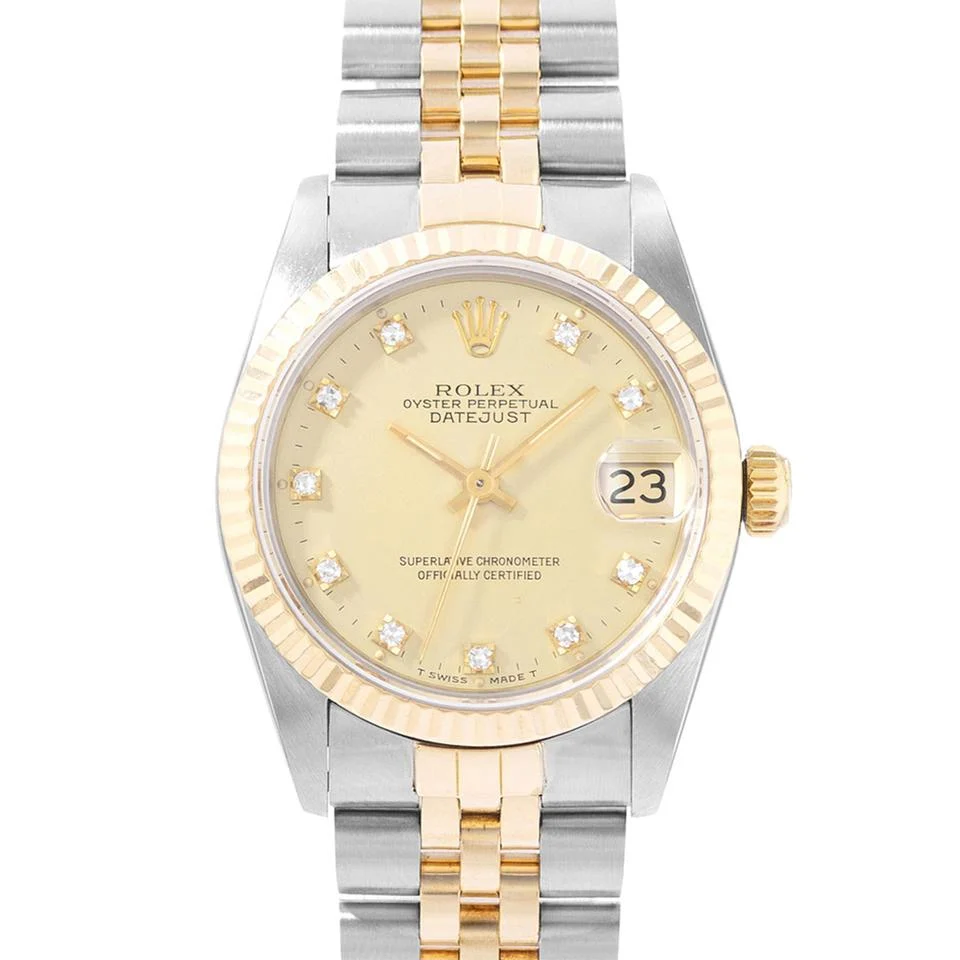 Rolex Datejust 31 68273 Vintage Champagne Dial Steel Yellow Gold Mens Watch