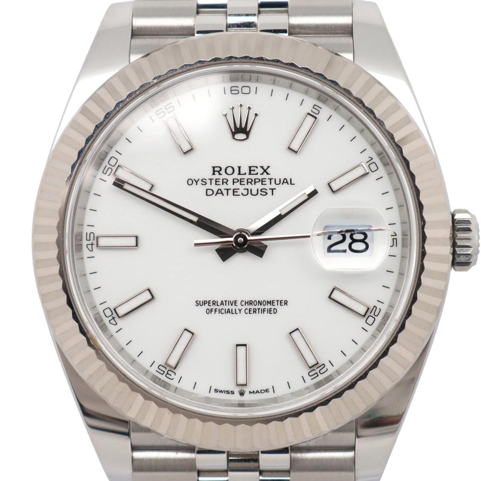 Rolex Datejust 41 Steel 18K White Gold White Dial Men's Watch 126334