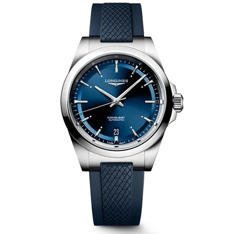 Longines Conquest 38MM Blue Dial Rubber Men's Watch L37204929
