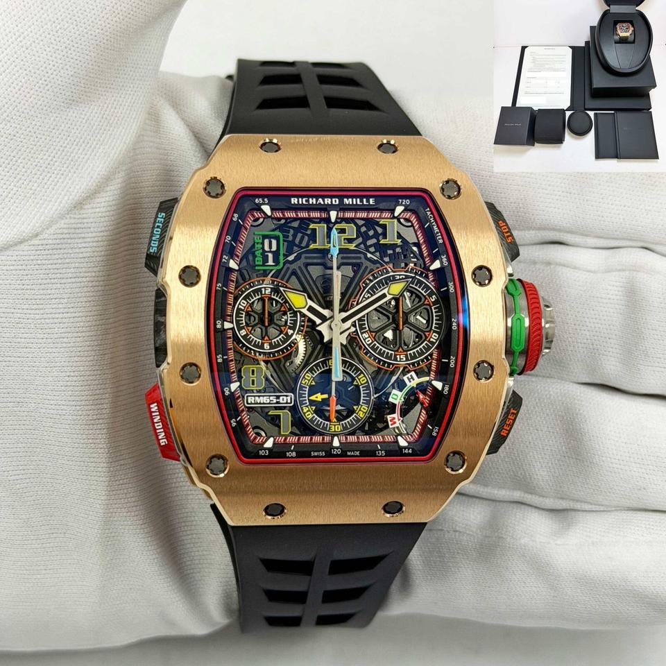 Richard Mille 2024 Richard Mille Split Second Chronograph RM65 44MM Skeleton Dial Rose Gold B/pSplit-Seconds Chronograph