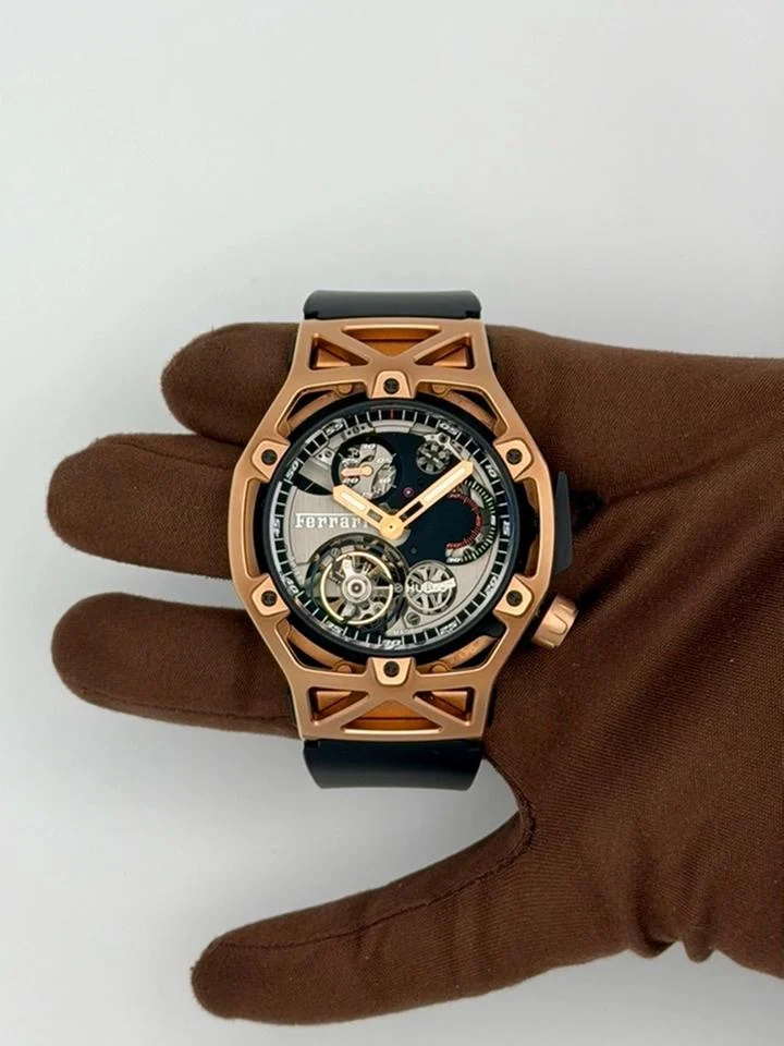 Hublot Techframe Ferrari Tourbillon Chronograph 2017 Hublot Techframe Ferrari 70 Years Tourbillon Chronograph Limited out of 70 45mm Rose Gold 408.OI.0123.RX