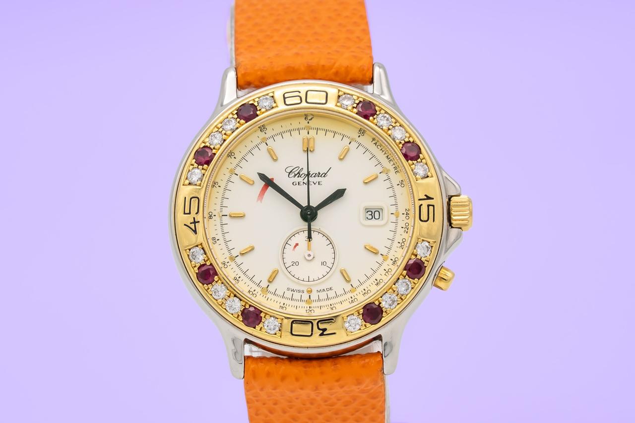 Chopard Mille Miglia Rubies Diamonds Two Tone 18k Gold 31mm Papers