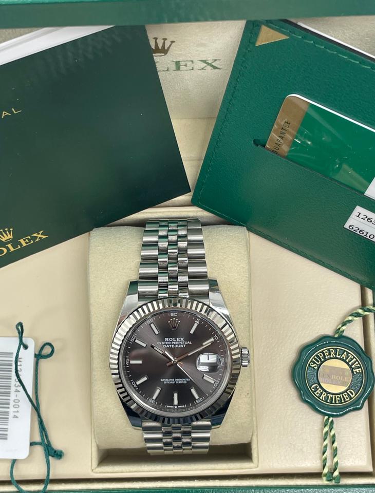 Rolex Datejust 41 Steel &amp; White Gold Fluted Bezel Slate Dial Jubilee 126334-0014 Full set — photo 2