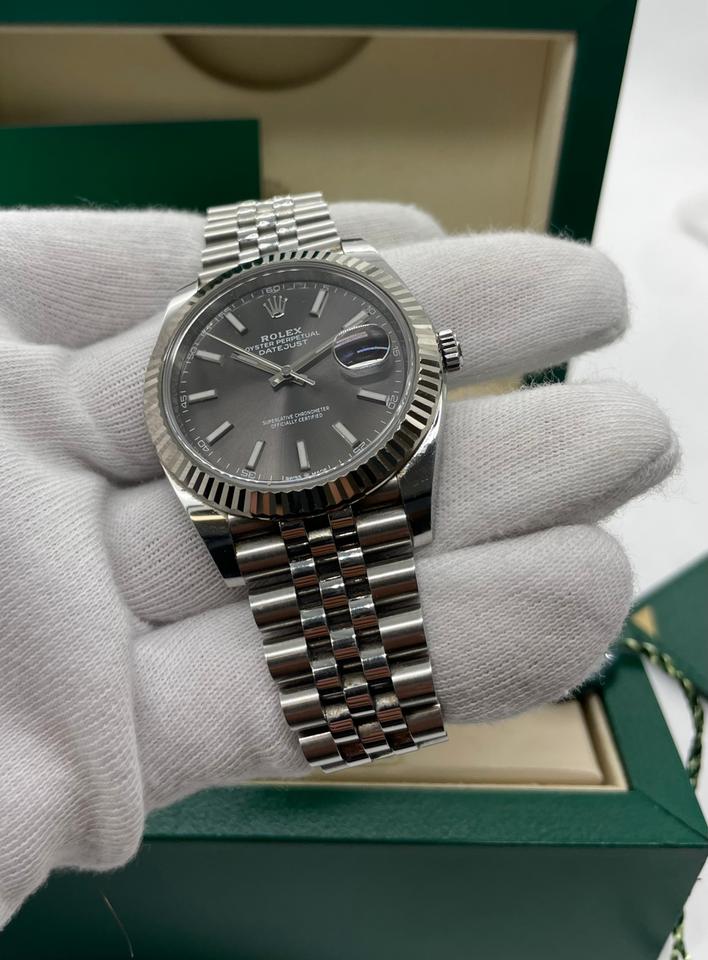 Rolex Datejust 41 Steel &amp; White Gold Fluted Bezel Slate Dial Jubilee 126334-0014 Full set — photo 3