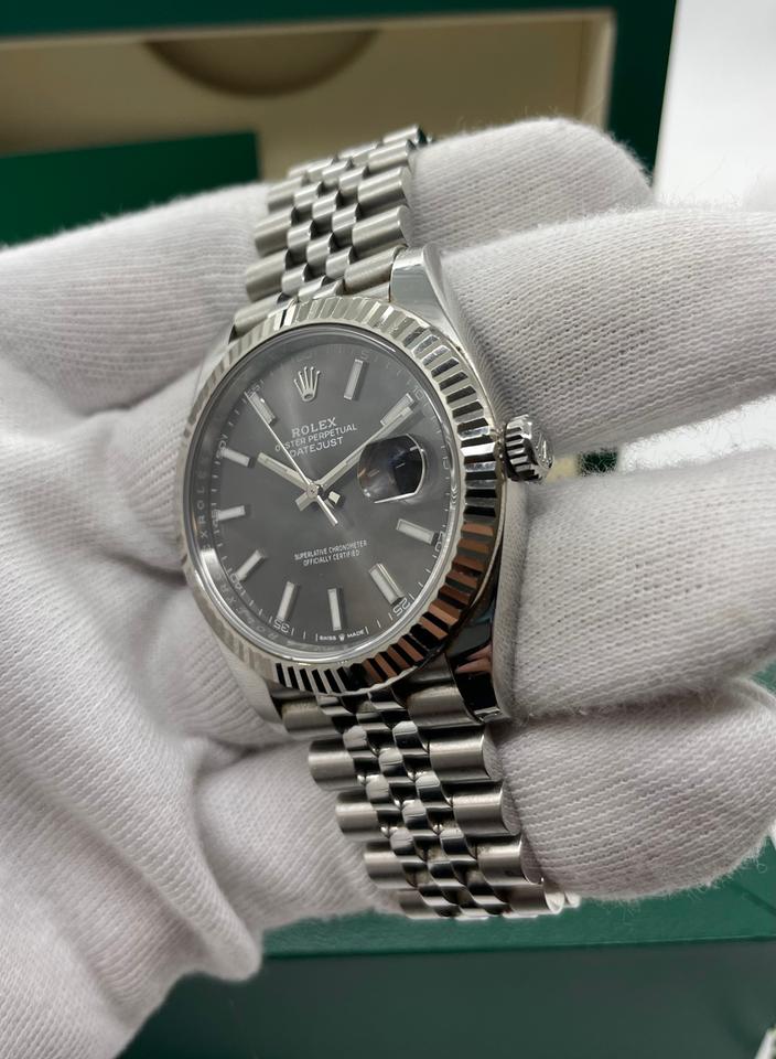 Rolex Datejust 41 Steel &amp; White Gold Fluted Bezel Slate Dial Jubilee 126334-0014 Full set — photo 4