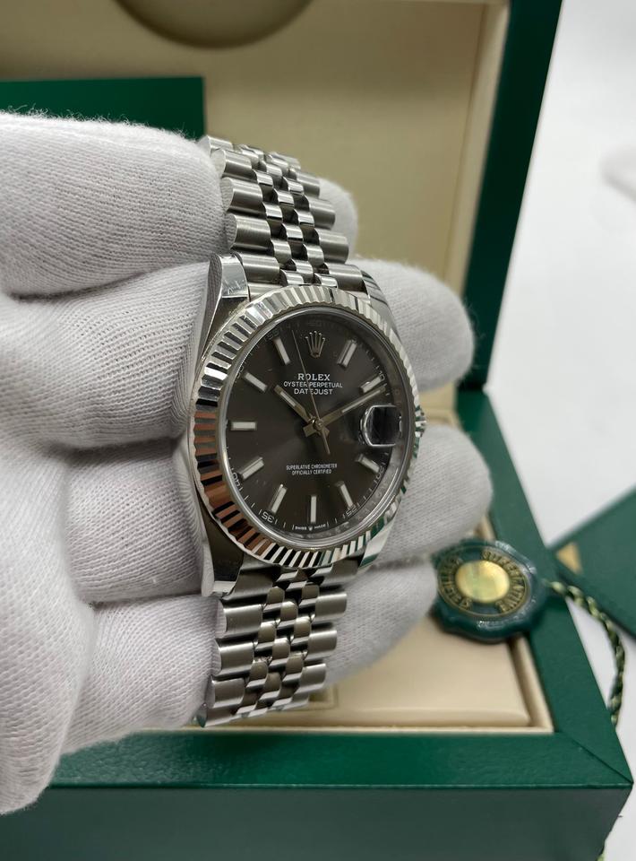 Rolex Datejust 41 Steel &amp; White Gold Fluted Bezel Slate Dial Jubilee 126334-0014 Full set — photo 5