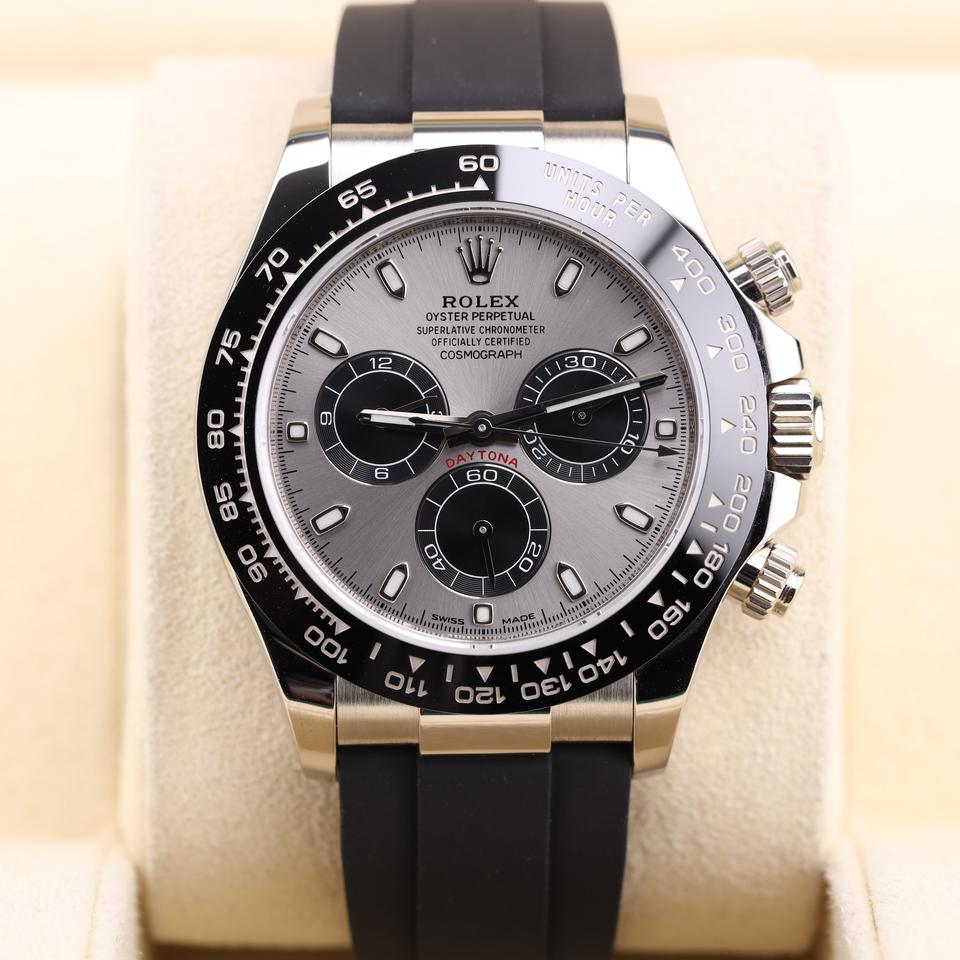 Rolex Daytona Ghost White Gold Oysterflex 116519LN Grey Dial Full Set Like New
