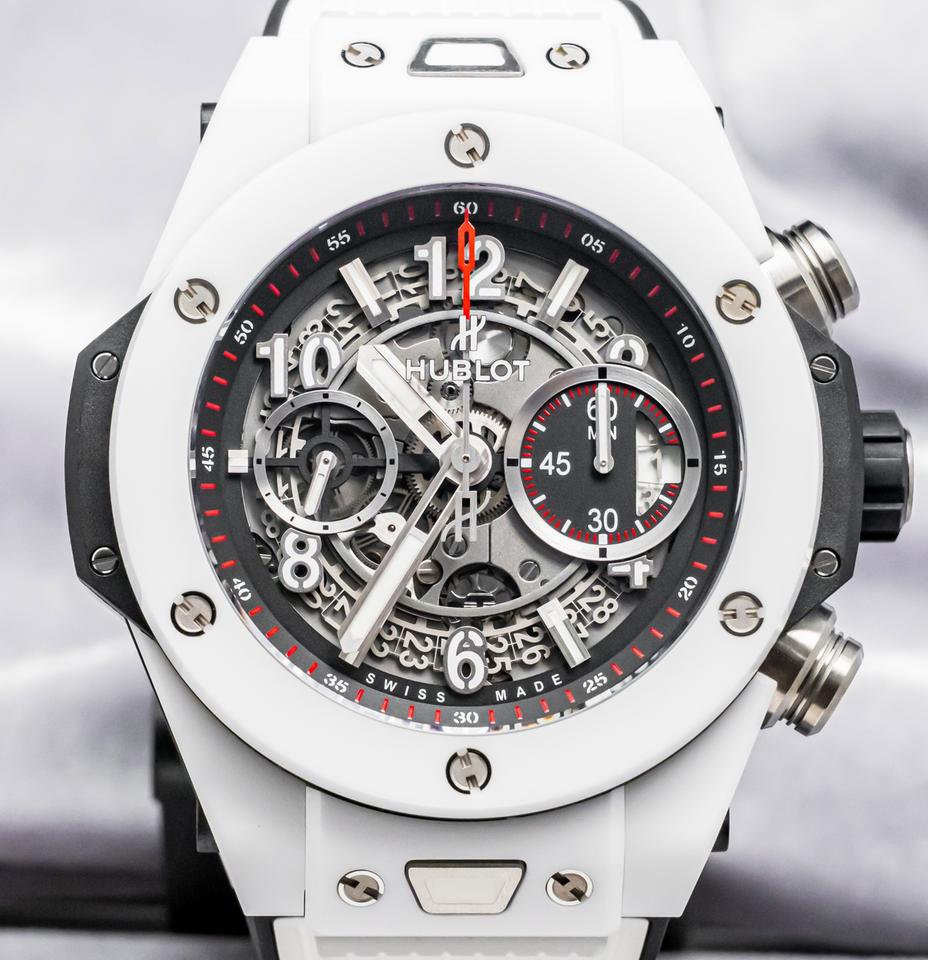 Hublot Big Bang Unico White Ceramic 45 mm WARRANTY $25K MSRP SERVICED In-House Movement Chrono