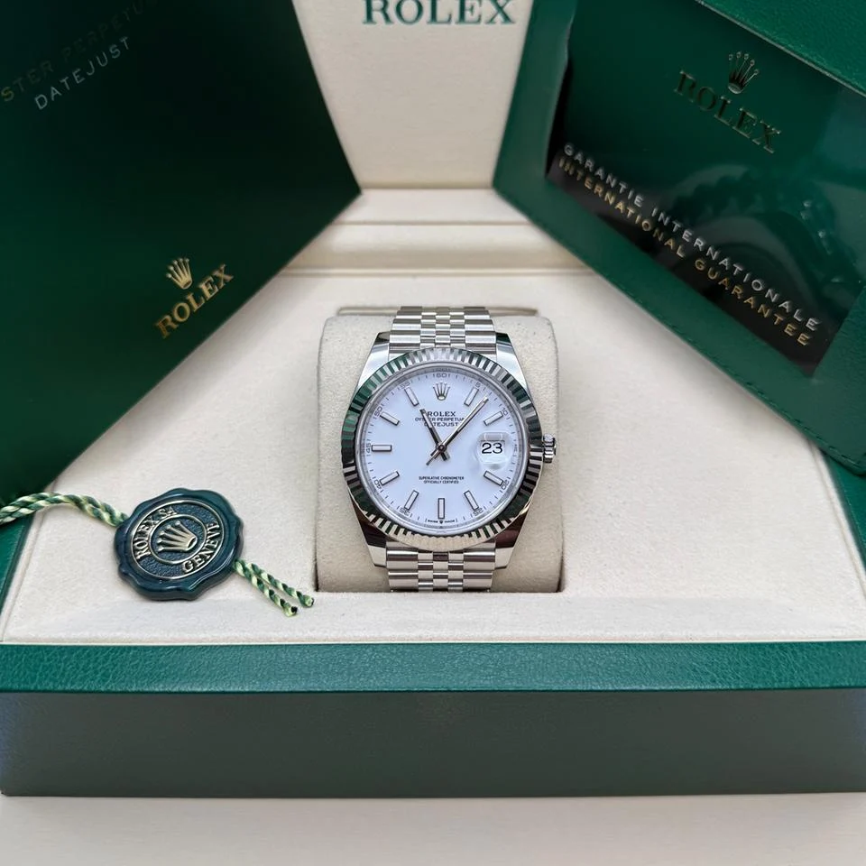 Rolex Datejust 41 White Index Dial Stainless Steel Fluted Bezel Jubilee Bracelet — photo 16