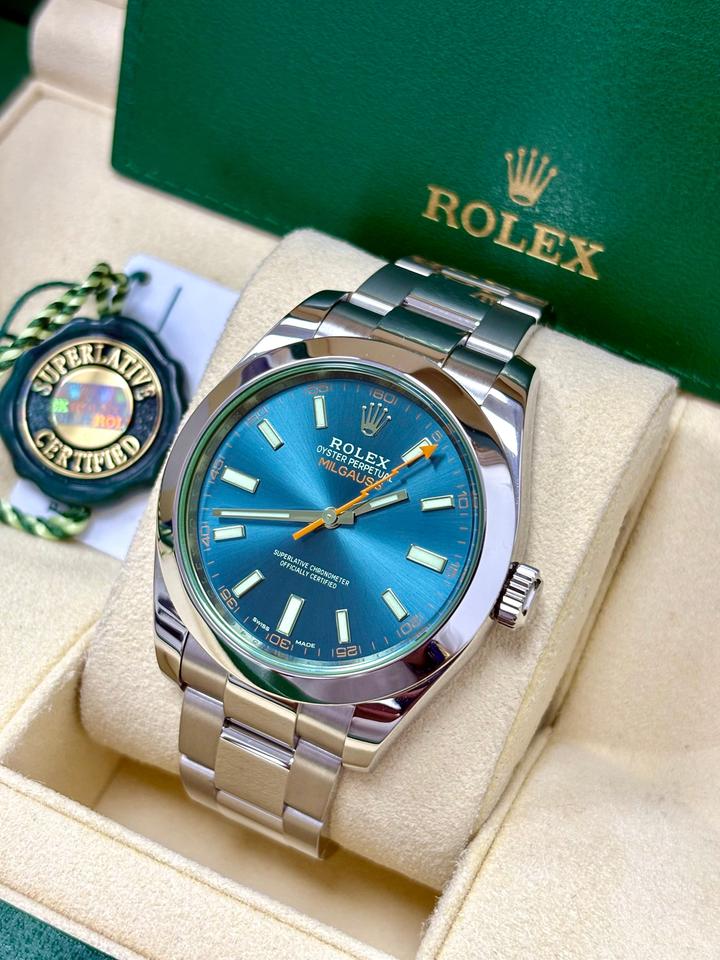 Rolex Milgauss 116400GV 40mm Blue Dial Green Crystal + Box