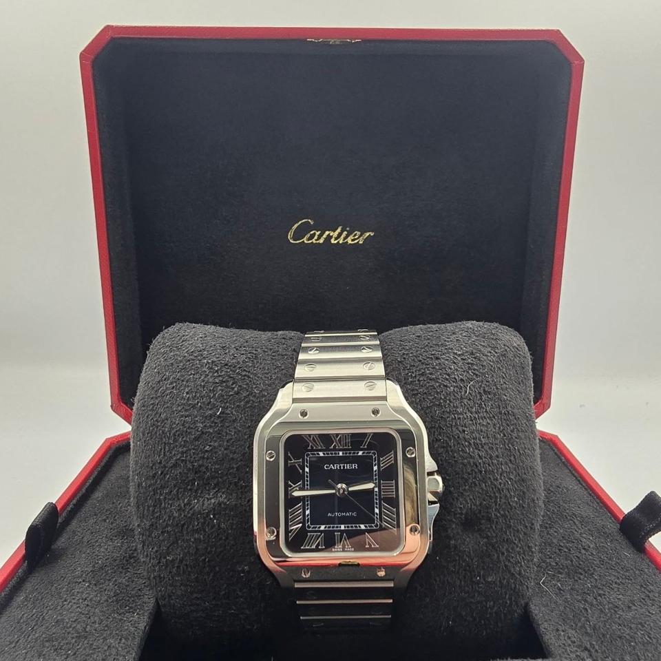 Cartier Santos De Cartier Blue 2023 Dial Medium 2025 FULL SET Santos Medium 35.1mm Automatic Steel Blue Dial