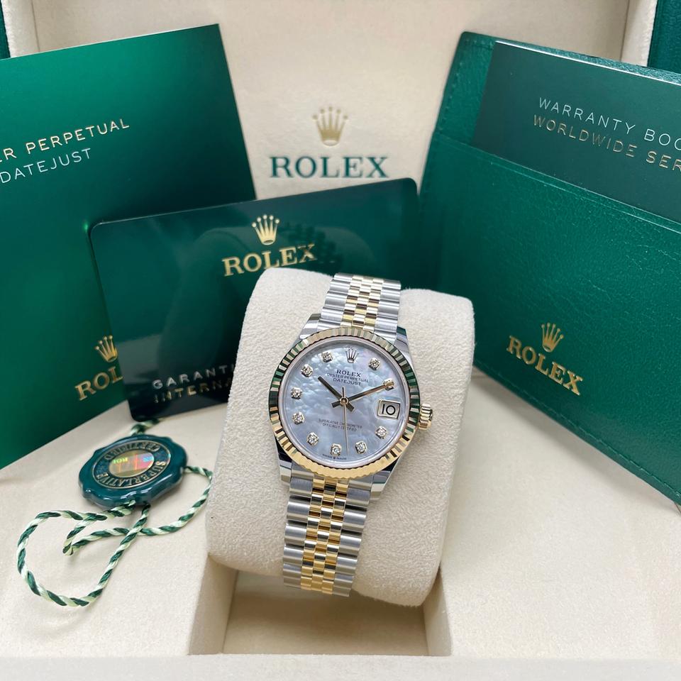 Rolex Datejust 31 NEW Datejust 31mm 278273 Yellow Gold Mother of Pearl Diamond Dial Jubilee Bracelet