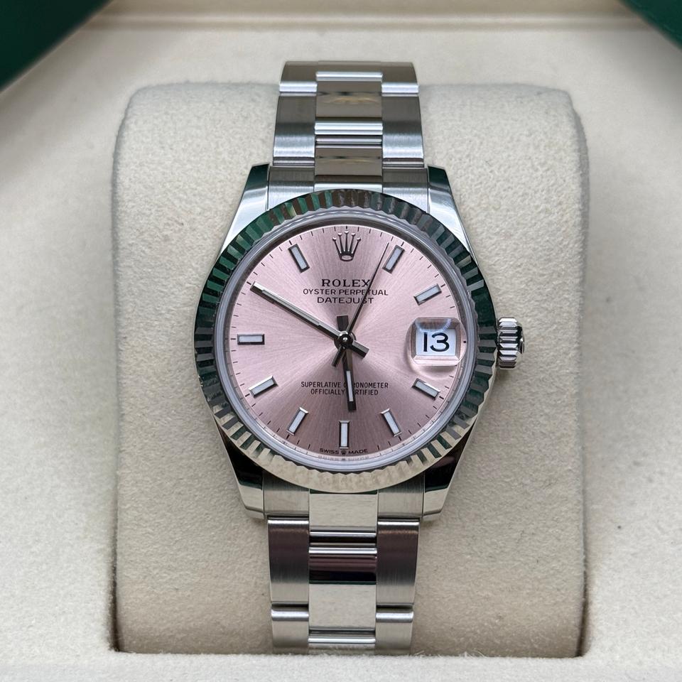 Rolex Datejust 31 Pink Index Dial Stainless Steel Fluted Bezel Oyster Bracelet
