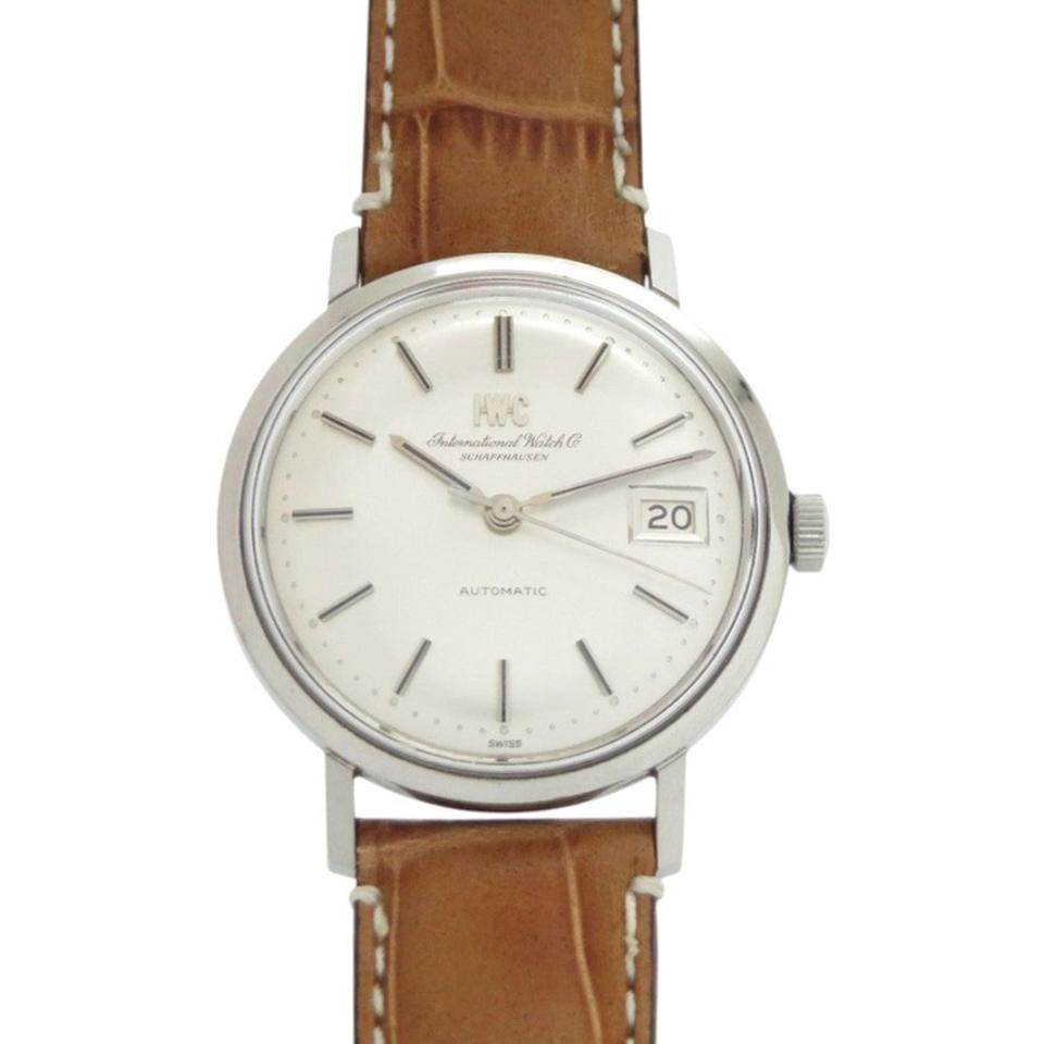 IWC Automatic Schaffhausen 818AD Wristwatch Stainless Steel Embossed Leather Silver 0654 Men's