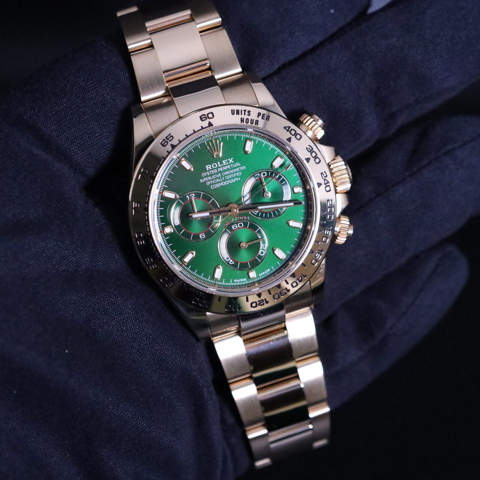 Rolex Daytona John Mayer Green Dial 18k Yellow Gold 116508 Unworn Full Set
