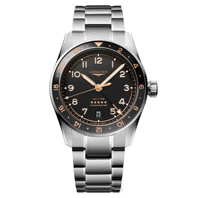 Longines Spirit Zulu Time 39mm Black Matt Dial Men's Watch L38024506