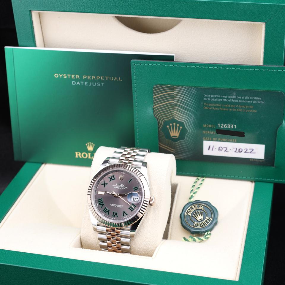 Rolex Datejust 41 Wimbledon Dial Two Tone Rose Gold Jubilee 126331 Fluted Bezel Full Set — photo 2