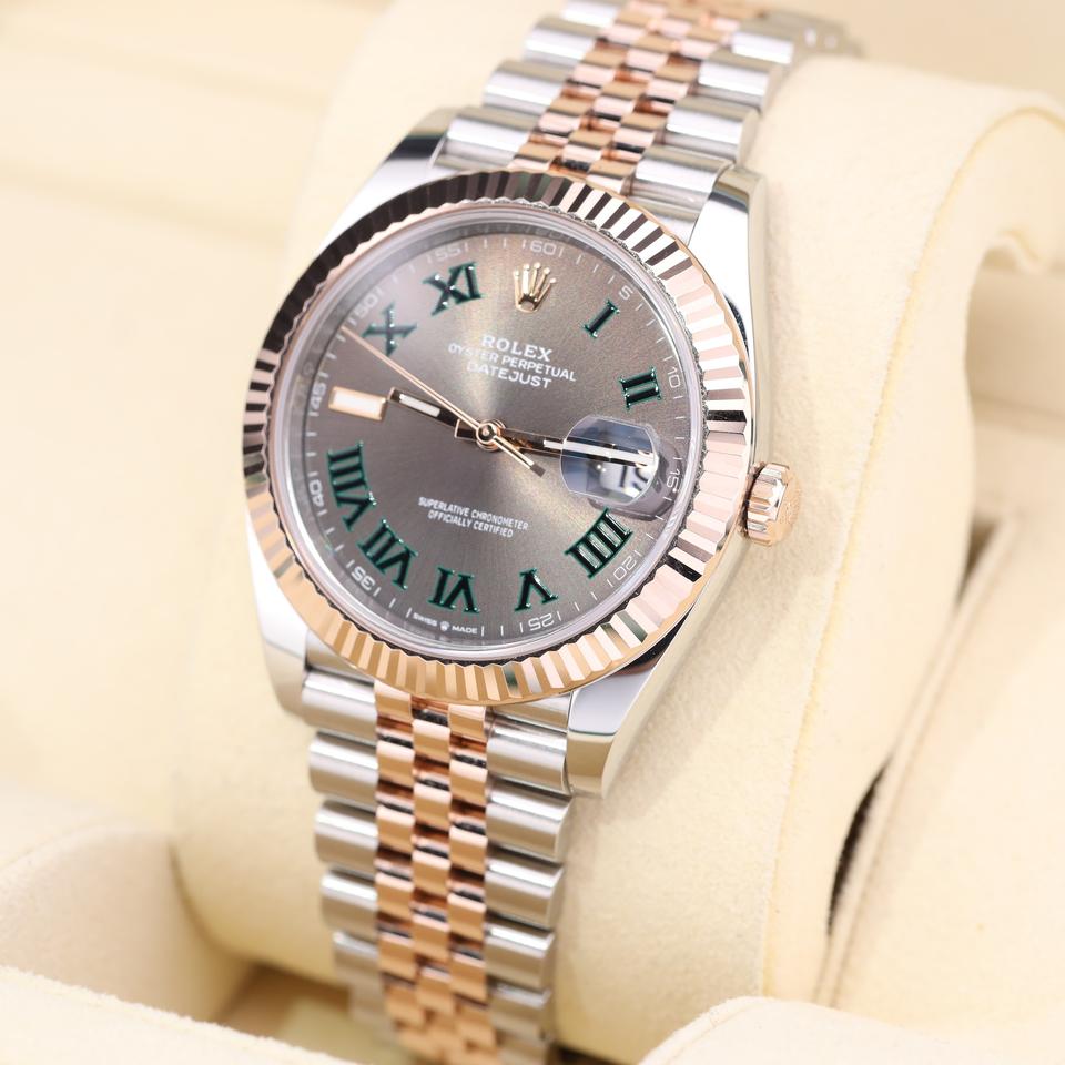 Rolex Datejust 41 Wimbledon Dial Two Tone Rose Gold Jubilee 126331 Fluted Bezel Full Set — photo 3