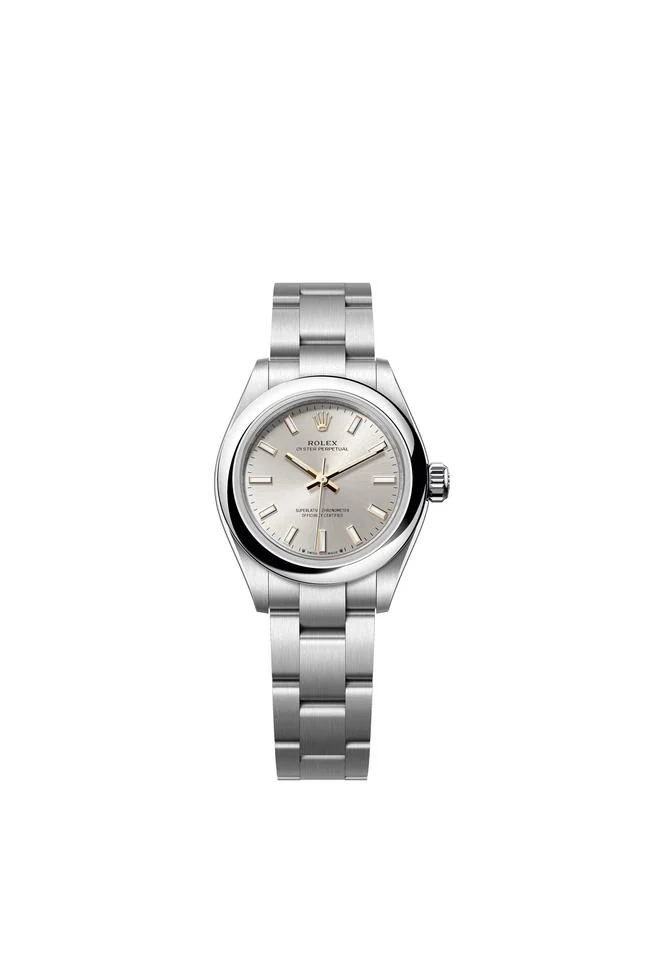 Rolex Oyster Perpetual 28 Silver Index Dial Stainless Steel Oyster Bracelet