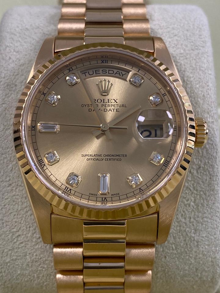 Rolex Day-Date 36 EXCELLENT Condition A SERIAL 1999 Day-Date 36 President Yellow Gold Champagne Diamond Dial 18238 with RSC Card RARE FINAL PRODUCTION YEAR — photo 2