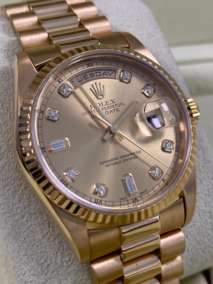 Rolex Day-Date 36 EXCELLENT Condition A SERIAL 1999 Day-Date 36 President Yellow Gold Champagne Diamond Dial 18238 with RSC Card RARE FINAL PRODUCTION YEAR — photo 4